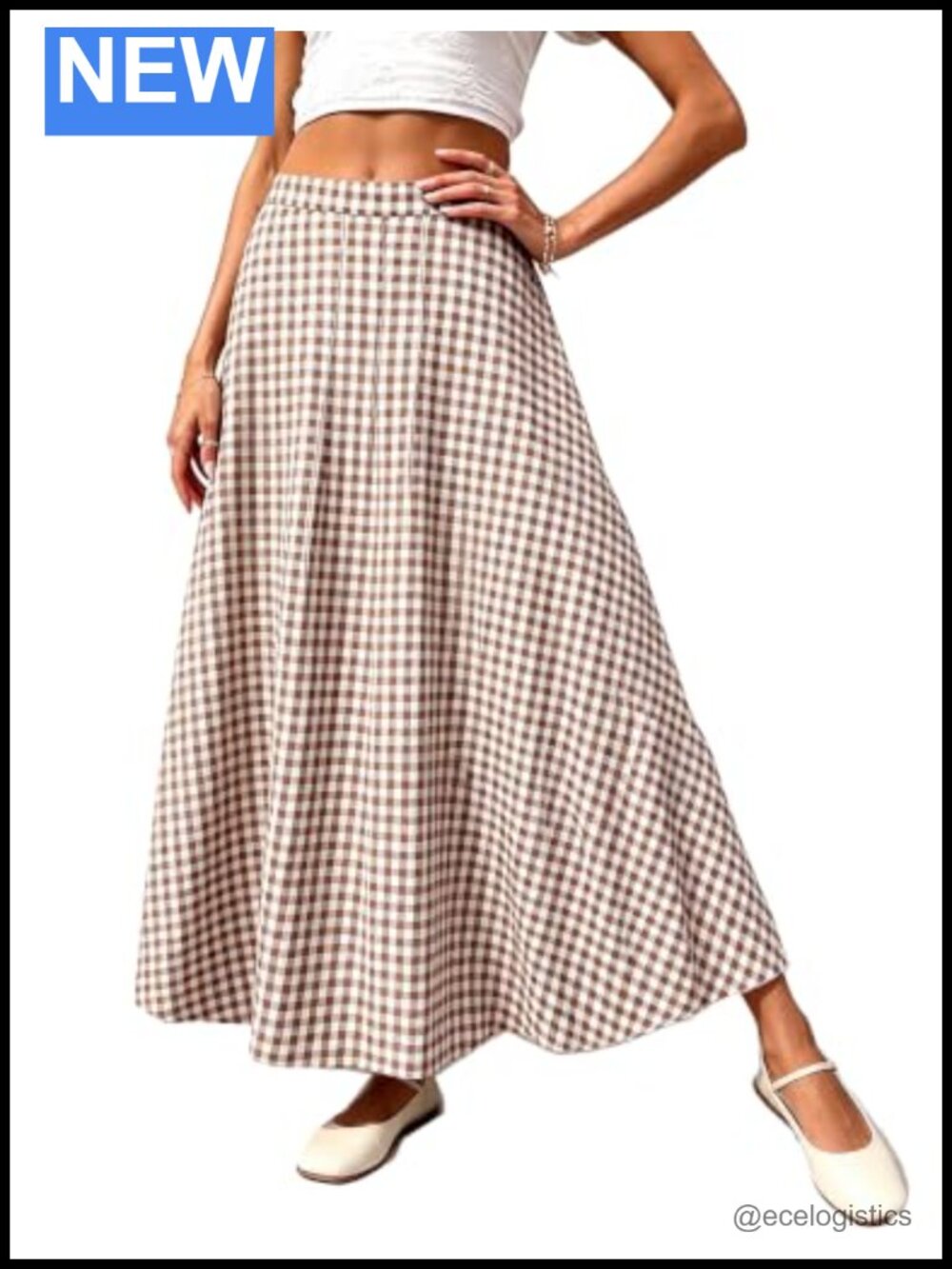 Womens Plaid Maxi Skirt High Waisted Flowy Long Skirt with Pockets A-Line